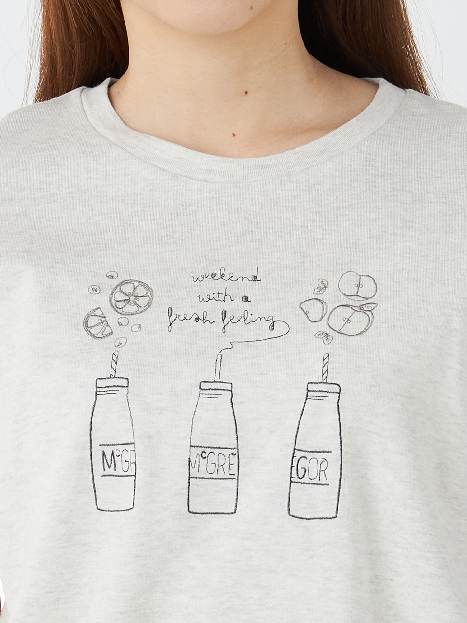 McGREGOR<ウィメンズ>刺繍Tシャツ ナチュラル L