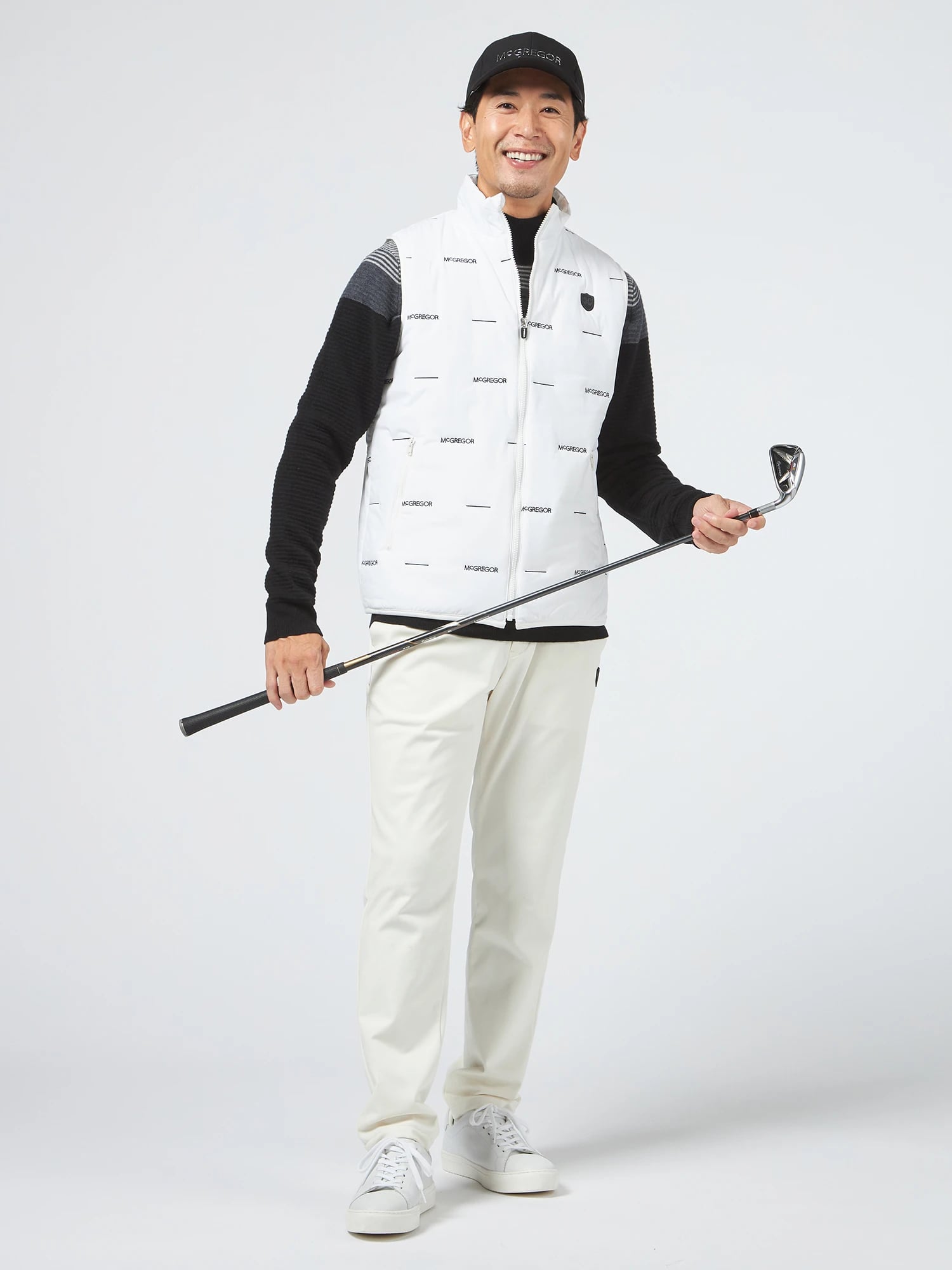 McGREGOR GOLF<メンズ> ロゴ刺繍中綿ベスト アイボリー L