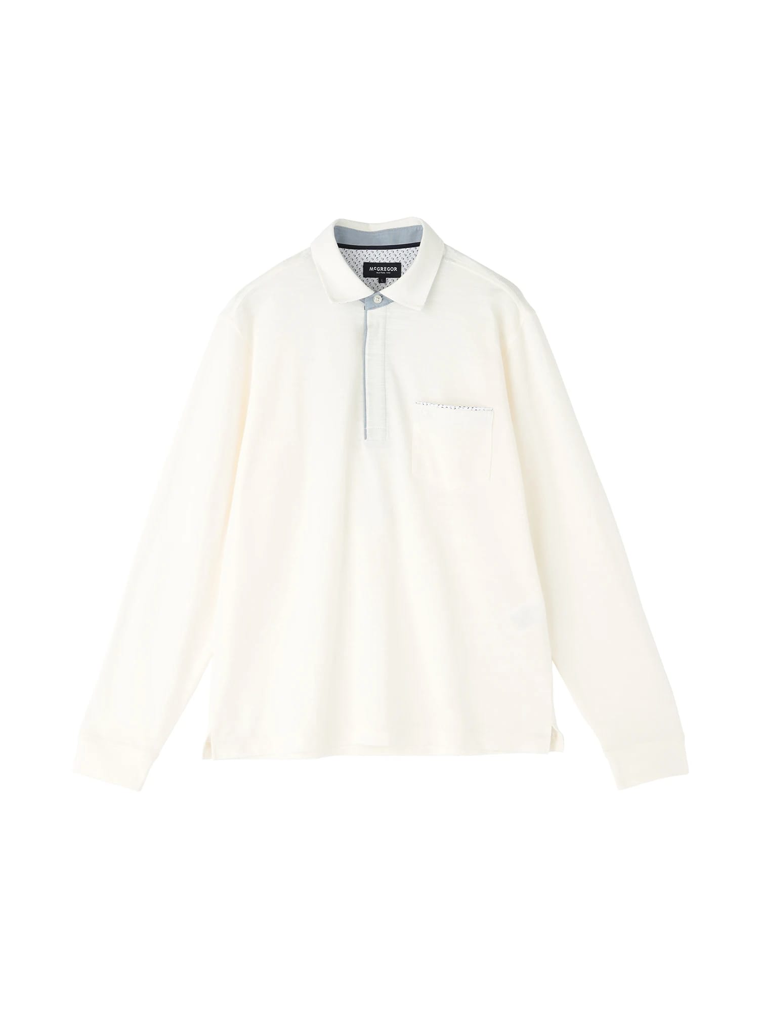 McGREGOR<メンズ>薄長袖ポロ襟裏布帛 アイボリー M