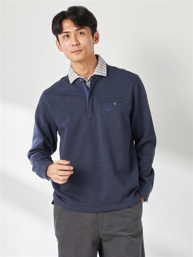 McGREGOR<メンズ>裏ボアフェイクレイヤードカットソー ネイビー L