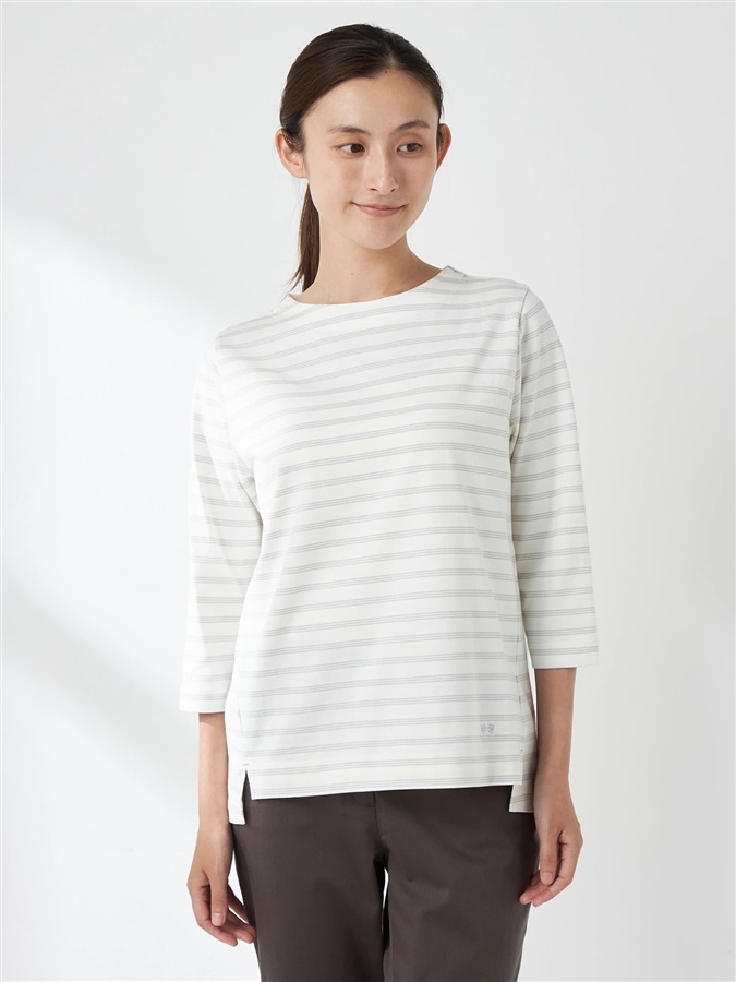 McGREGOR<ウィメンズ>コットンボーダーT アイボリー L