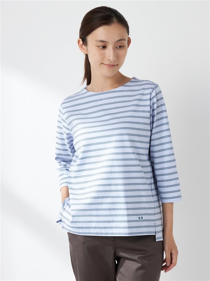 McGREGOR<ウィメンズ>コットンボーダーT ライトブルー M