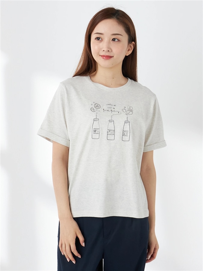 McGREGOR<ウィメンズ>刺繍Tシャツ ナチュラル L