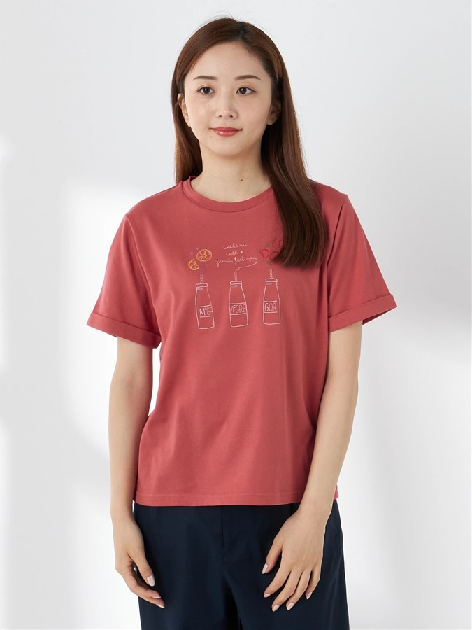 McGREGOR<ウィメンズ>刺繍Tシャツ ダークコーラル M