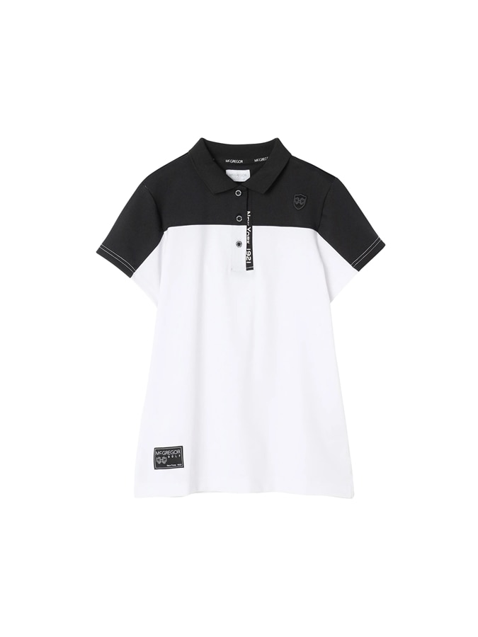 McGREGOR GOLF<ウィメンズ>ハーフスリーブバイカラーポロ ブラック M