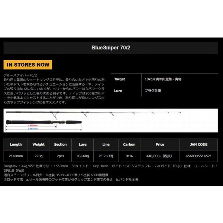 ヤマガブランクス ブルースナイパー 70/2: 釣具のキャスティング JAL 