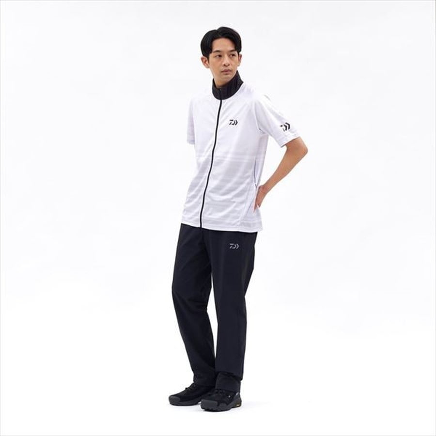 ダイワ ウェア DE-7426 ハーフスリーブ ドライシャツ フルジップ レッド M