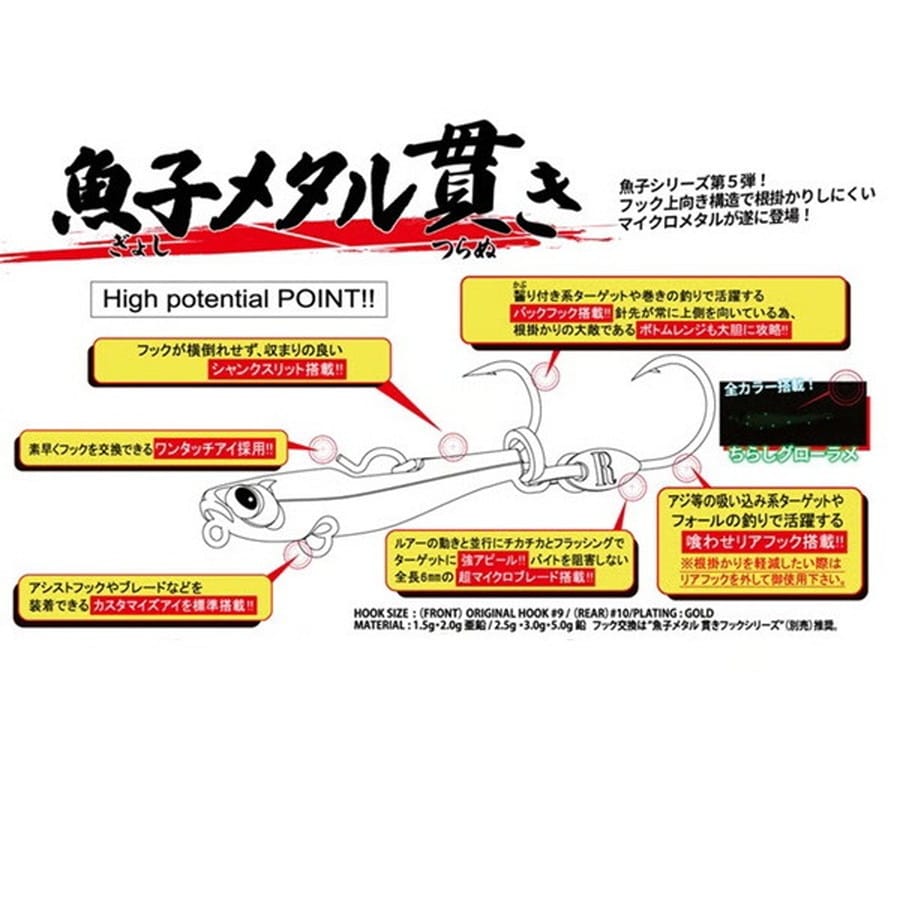 ルーディーズ メタルジグ 魚子メタル貫き 2.0g ヘッドベリーグロー