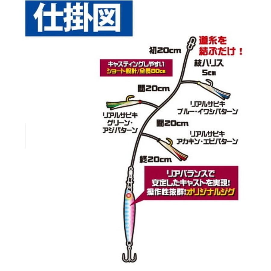 ハヤブサ サビキ仕掛け HA281 堤防ジギングサビキセット 3本鈎 40-1