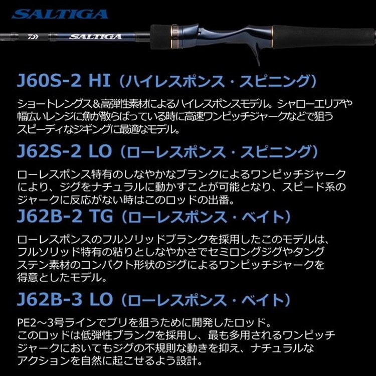 ダイワ ソルティガ R J62B-2 TG 2021モデル (ベイト1ピース): 釣具の 
