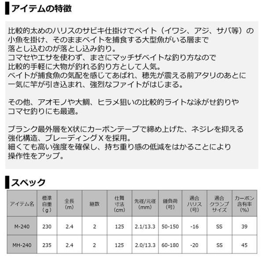 ダイワ 落とし込みX M-240(センターカット2ピース)
