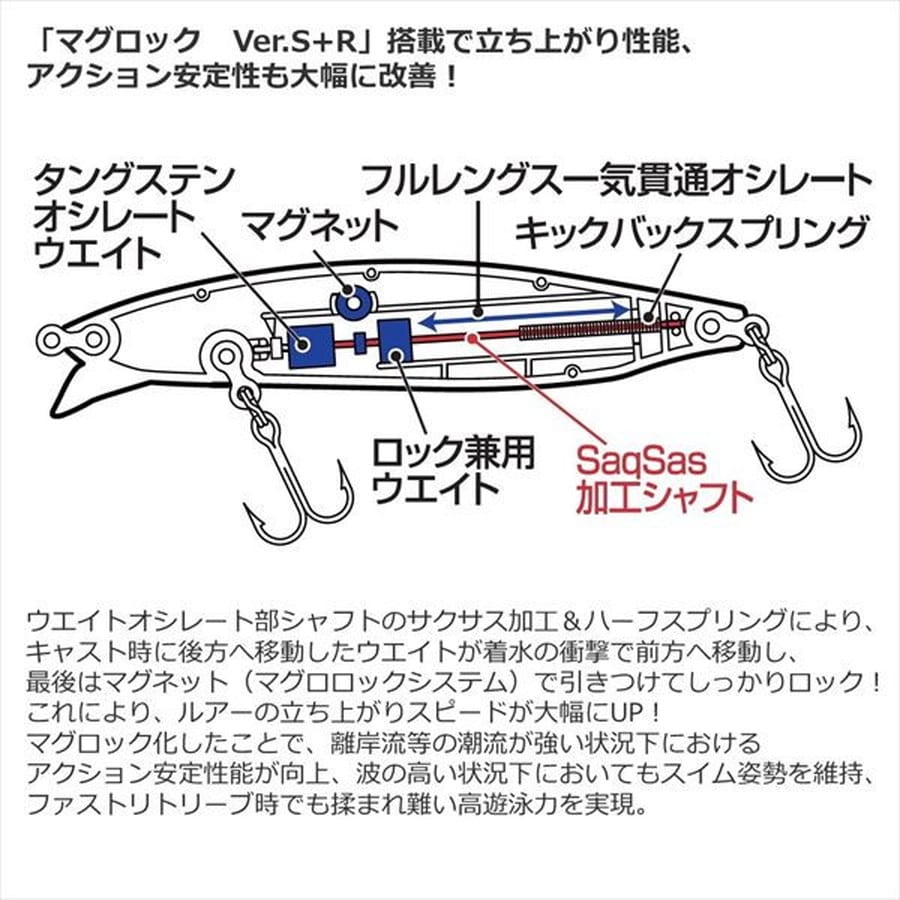 ダイワ シーバスルアー ショアラインシャイナーZバーティスR 98F-SSR ホワイトブルーアイ