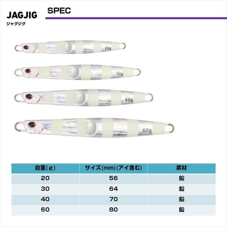 ダイワ メタルジグ ジャグジグ 20g MGゼブラグロー: 釣具の