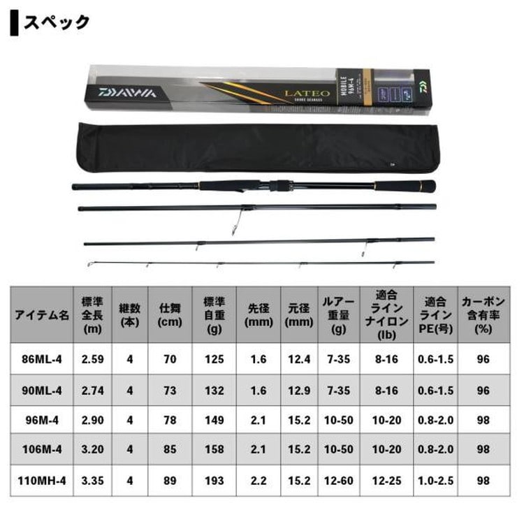 ダイワ ラテオ MB 106M-4 2020年モデル スピニング4ピース): 釣具の