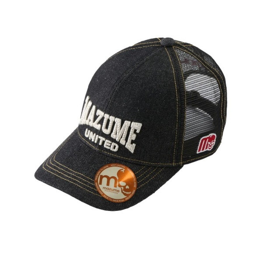 オレンジブルー 帽子 MZCP-948 mazume メッシュデニム CAP ブラック×ゴールド フリー