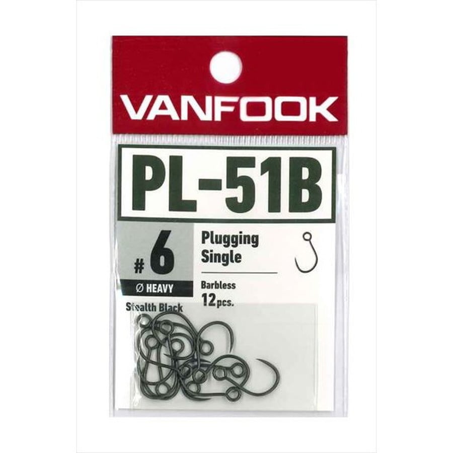 ヴァンフック シングルフック PL-51B プラッギングシングル ヘビーワイヤー バーブレス SBK #6