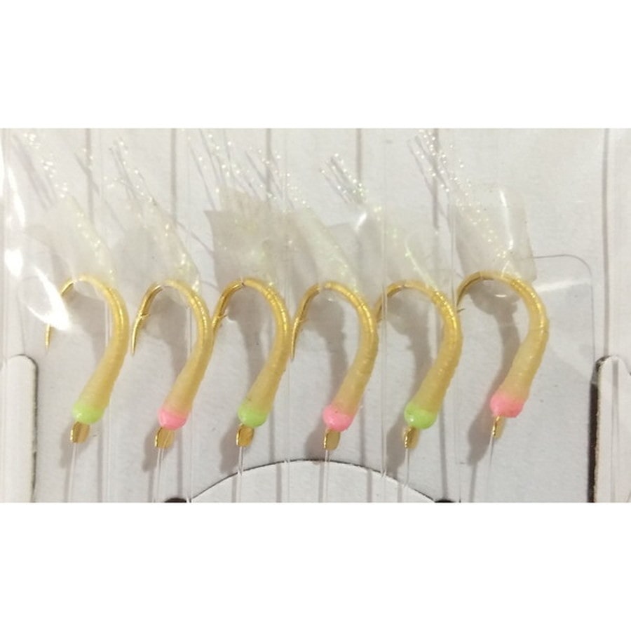 ハヤブサ 仕掛け 必殺中ムロサビキ 6本針 1組入 8号(スキン:白)