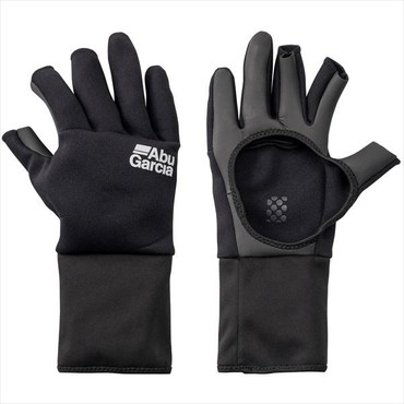 アブガルシア 防寒手袋 ロングカフスNPグローブ3フィンガー パームレス M ブラック