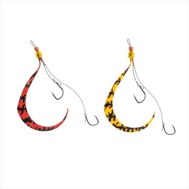 ジャッカル タイラバ 鯛ラバ 乱舞 ビンビンスイッチ スペアラバーフックセット 段差#10/#9 オレンジ&レッド/シマシマセット