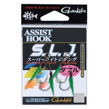 がまかつ アシストフック GA026 アシストフック SLJ (グリーン皮付) S グリーン