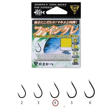 がまかつ　ファイングレ（茶）　４号　（バラ針）