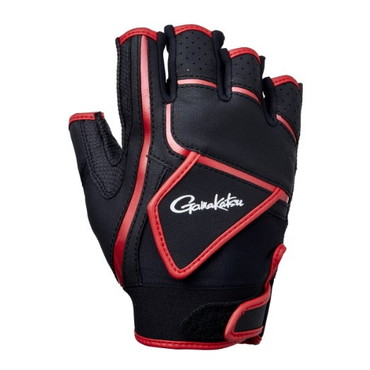 がまかつ 手袋 GM7293 コーデュラ トーナメントグローブ 5本切 ブラックxレッド L