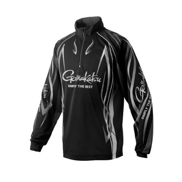がまかつ ウェア GM3734 2WAYプリントジップシャツ(長袖) ブラック/シルバー LL