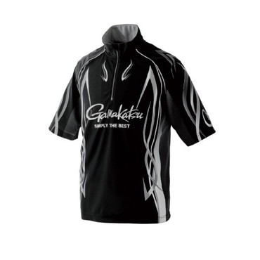 がまかつ ウェア GM3735 2WAYプリントジップシャツ(半袖) ブラック/シルバー 3L