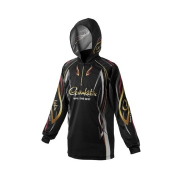 がまかつ ウェア GM3736 2WAYプリントジップシャツフーディ ブラック/レッド 3L