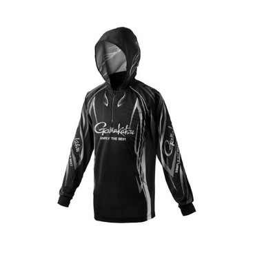 がまかつ ウェア GM3736 2WAYプリントジップシャツフーディ ブラック/シルバー LL