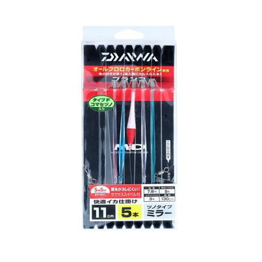 ダイワ　快適イカ仕掛けミラー１１Ｓ　ＳＳ５本　フローティング　赤白