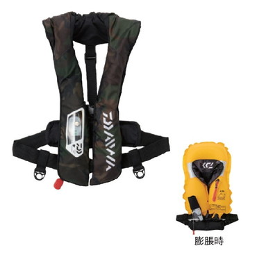 ダイワ  DF-2021 ウォッシャブルライフジャケット(肩掛-自動膨脹式) グリーンカモ フリー