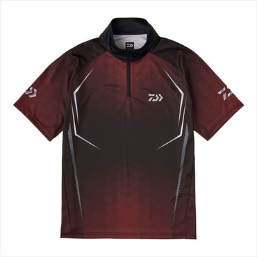 ダイワ ウェア DE-7625 ショートスリーブハーフジップシャツ レッド 2XL