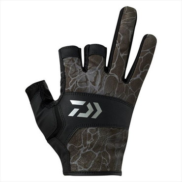 ダイワ 手袋 DG-8025 ゲームグローブ 3本カット タイドブラック L