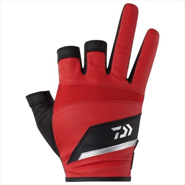 ダイワ 手袋 DG-2226 ロックショアメッシュグローブ 3本カット レッド XL