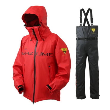 オレンジブルー レインウェア MZRS-884 mazume ラフウォーター レインスーツ レッド 3L