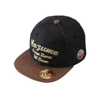 オレンジブルー 帽子 MZCP-947 mazume FLAT CAP デニム ブラック×ブラウン フリー