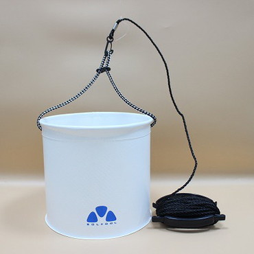 SOLTOOL バケツ 反転バケツ 丸18cm ロープ付 ホワイトカーボン CK-7138 釣り 小物 釣り 高性能