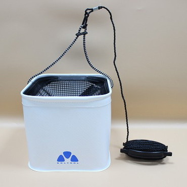 SOLTOOL バケツ 反転バケツ(メッシュ付) 角21cm ロープ付 ホワイトカーボン CK-7176 釣り 小物 釣り 高性能