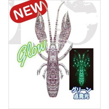 ルーディーズ ワーム ハタ喰い.蝦 3.5インチ ちらつきグロー桜