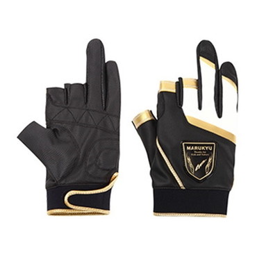 マルキュー 手袋 フィッシンググローブTR-01 3本切り ブラック/ゴールド LL