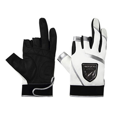 マルキュー 手袋 フィッシンググローブTR-01 3本切 ホワイト/シルバー LL