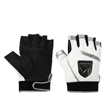 マルキュー 手袋 フィッシンググローブTR-01 5本切 ホワイト/シルバー L