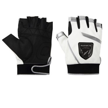 マルキュー 手袋 TR-01 フィッシンググローブ 5本切 ホワイト/シルバー 3L