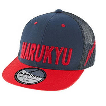 マルキュー 帽子 マルキューフラットバイザーメッシュキャップ01 ネイビー/レッド フリー