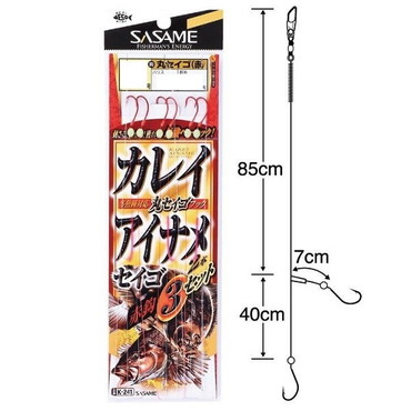 ササメ　Ｋ－２４１　アイナメ・カレイ赤針３セット　１０号　ハリス２号
