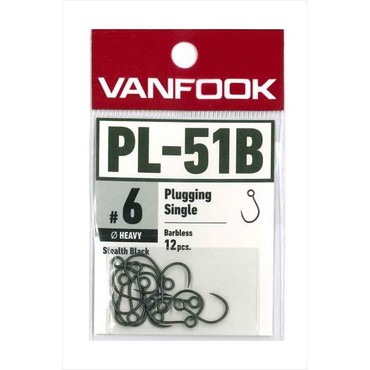 ヴァンフック シングルフック PL-51B プラッギングシングル ヘビーワイヤー バーブレス SBK #6