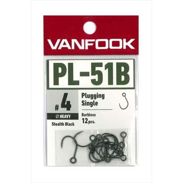 ヴァンフック シングルフック PL-51B プラッギングシングル ヘビーワイヤー バーブレス SBK #4