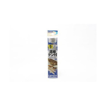 オーナー 糸付 白 流線ケン付 9号-ハリス2号