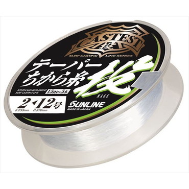サンライン　キャステスト　テーパー力糸投　１５ｍ×５本　クリア　２－１２号